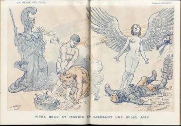Illustration af Adolphe dit Willette (1857-1926) i "" Fantasio""", 01/05/15 - At leve smukt og dø ved at frigive en smuk sjæl - War of 14 -18, Døde lig, Barbary/Kultur, Jam of Skull - Soldater