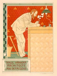 Reproduktion af en plakat, der reklamerer for Paul Hankars arkitektfirma, 1894