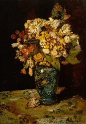 Blomster i en blå vase, 1879-1883.