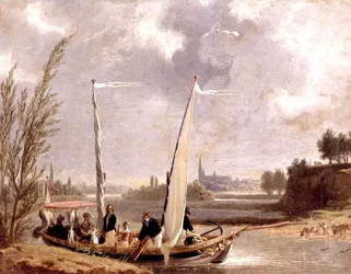 Louis-Philippe og hans familie i en båd ved Neuilly
