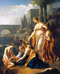 Moses reddet fra vand, af Adriaen van der Werff (1659-1722), 75x60 cm, olie på panel