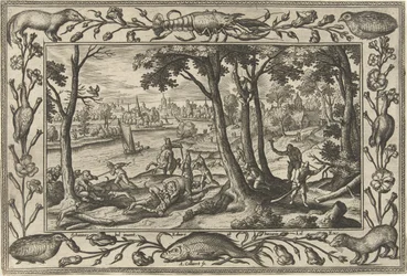 bjørnejagt Landskaber med bibelske, mytologiske scener og jagtscener (serietitel)