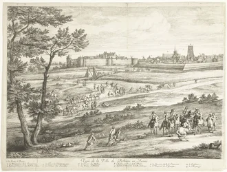 Udsigt over Bethune (venstre ark) Veuë de la Ville de Bethune en Artois (titel på objekt)