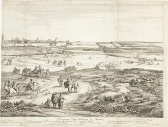 Udsigt over Bethune (højre ark) Veuë de la Ville de Bethune en Artois (titel på objektet)