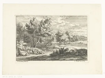 Landskab med begravelsesmonument