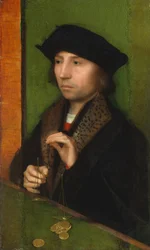 Mand vejer guld, ca. 1515-20.