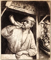 Bager slår sit horn, ca. 1670