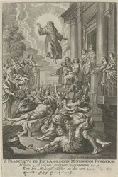 H. Franciscus van Paola geneest de zieken St. Francis de Paula, grundlægger af Mindreordenen (titel på objekt)