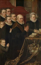 Golgata og familien af Gillis de Smidt og Maria de Deckere (olie på panel)