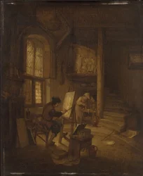 Maler i sit atelier