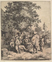 Violinist og lille organkværn, 1610-85.