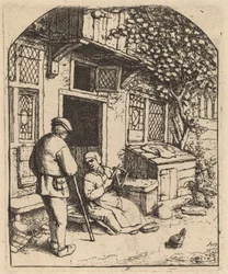 Kvinde, der snor sig på en hjul (La Devideuse)