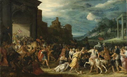 Les Horace enrent dans Rom - The Horatii Entering Rome, af Stalbemt, Adriaen, van (1580-1662). Olie på træ. Mål: 67x109 cm. Nationalmuseum Stockholm
