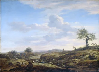 Bakkelandskab med en høj vej, 1660-70