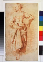 Kvinde i bondekjole. 1670-1675 (kridt)