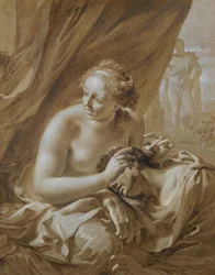 Mens Samson sover i Delilahs skød, lokker hun hans fjender til at komme nærmere og klippe hans hår af (Dommerbogen 16:19).