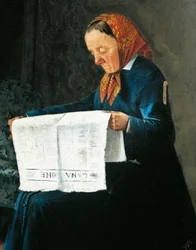 Læser avis, af Adriano Cecioni (1836-1886), olie på pap, 31x23 cm