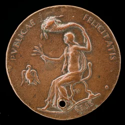 Felicitas Siddende, Holdende Korn og Waving Cornucopiae [omvendt], 1494 eller før.