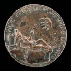Kvindefigur, der holder et tøjle [omvendt], sandsynligvis efter 1502.