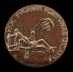 Kvindefigur, der holder et tøjle [omvendt], sandsynligvis efter 1502.