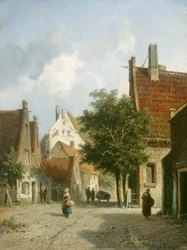 Amsterdam Street Scene (olie på træ)