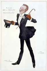 Tegneserie af grev Boni af Castellane - Illustration af Adrien Barrere (1877-1931) i "" Fantasio""