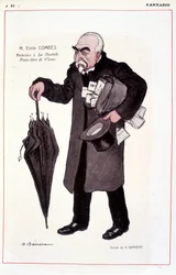 Portræt af Emile Combes, fransk politiker (1835-1921), reaktor ved La Nouvelle Presse libre de Vienne - Illustration af Adrien Barrere (1877-1931) In Fantasio 01/03/1907