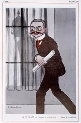 Portræt af Theophile Delcasse (1852-1923), fransk udenrigsminister i "" Fantasio"" - Illustration af Adrien Barrere (1877-1931) -