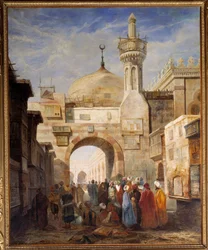 Udsigt over en moské i Cairo Maleri af Adrien Dauzats (1804-1868) Blois fra det 19. århundrede, Museum of Fine Arts