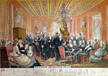 Victor Hugos Salon, 21 rue de Clichy, Paris, december 1875 (farvegravering)