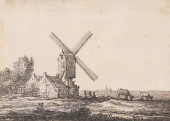 Et landskab med en mølle