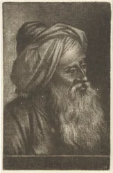 Buste af en mand iført turban