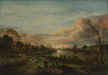 Landskab ved solnedgang, 1650