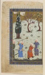 En prins på tronen omgivet af tjenere, 1425-30