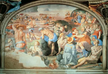 Krydsning af Røde Hav, fresko af Agnolo Bronzino (1503-1572). Palazzo Vecchio, Firenze. Italien