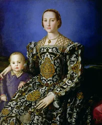 Portræt af Eleanor af Toledo og hendes søn, Giovanni de Medici, ca. 1544-45 (tempera på panel)