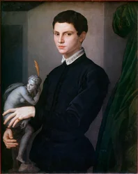 Portræt af en billedhugger. Maleri af Angelo Bronzino (1503-1572)