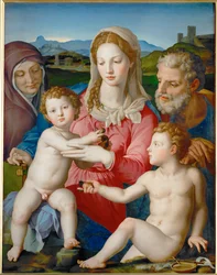 Den hellige familie med Sankt Anna og Johannes Døberen ...