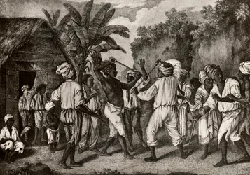 Cudgeling Match mellem engelske og franske negre på Island of Dominica, Santo Domingo