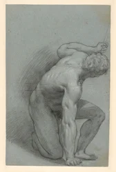 Knælende figur (recto); liggende figur (verso)