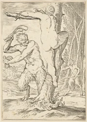 Satyr, der pisker en nymfe, ca. 1590-95