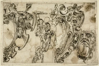 Skitser af dekorative motiver (recto); Skitse af dekorativt motiv (verso)