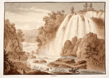Kaskade i Tivoli, 1833 (radering med brun vask)