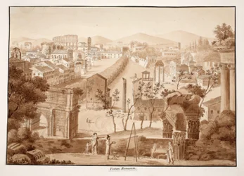 Forum Romanum, 1833 (ætsning med brun vask)