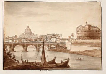 Hadrians grav, 1833 (ætsning med brun vask)