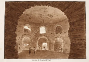 Interiør af Hostetemplet, 1833 (ætsning med brun vask)