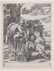 Hercules og Antaeus, dateret 1533., dateret 1533.
