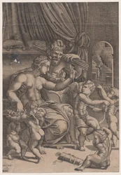 Venus og Vulcan omgivet af amoriner, dateret 1530.