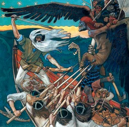 Sampoens forsvar, 1896 (tempera på lærred)