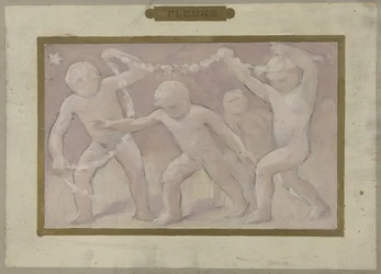 Skitse til Salle des Fêtes på Hôtel de Ville de Paris: Fleurs, mellem 1889 og 1895 (olie på papir)
